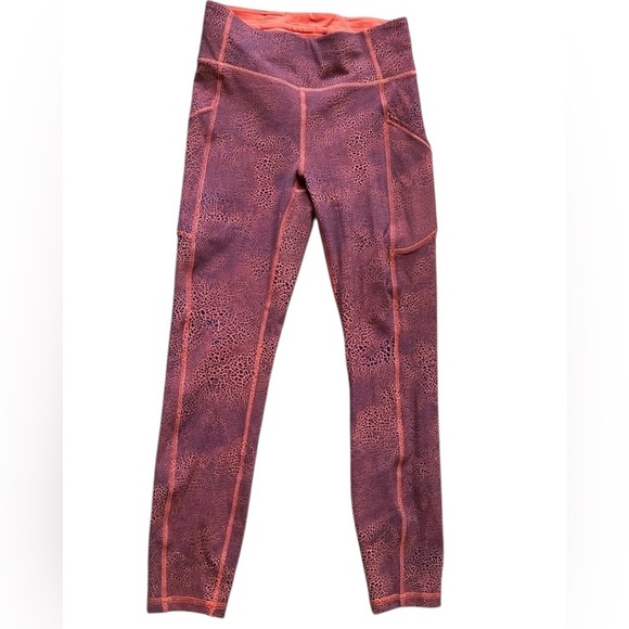 A83 Lululemon Wonder Under Invigorate High Rise Tights Leggings Orange Crackle 4 - Picture 1 of 6